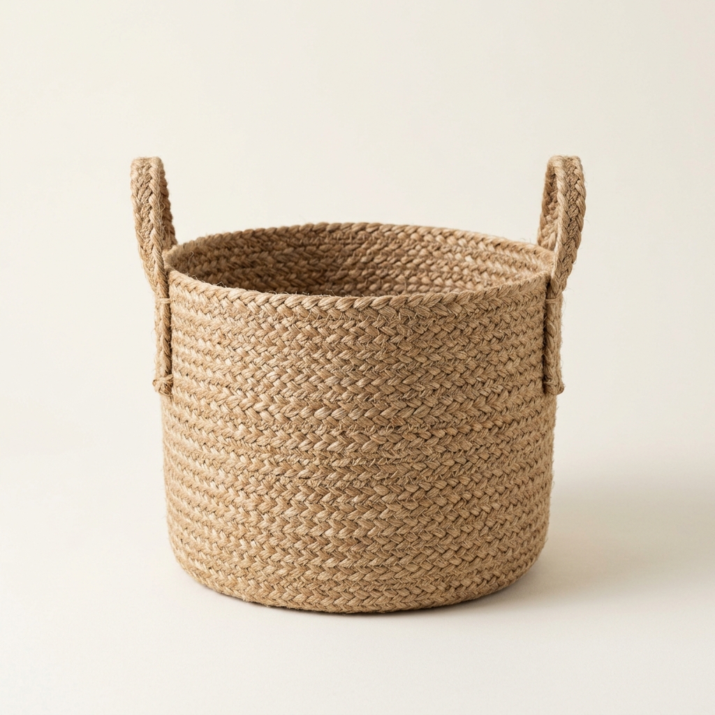 Jute Round Basket with Handles