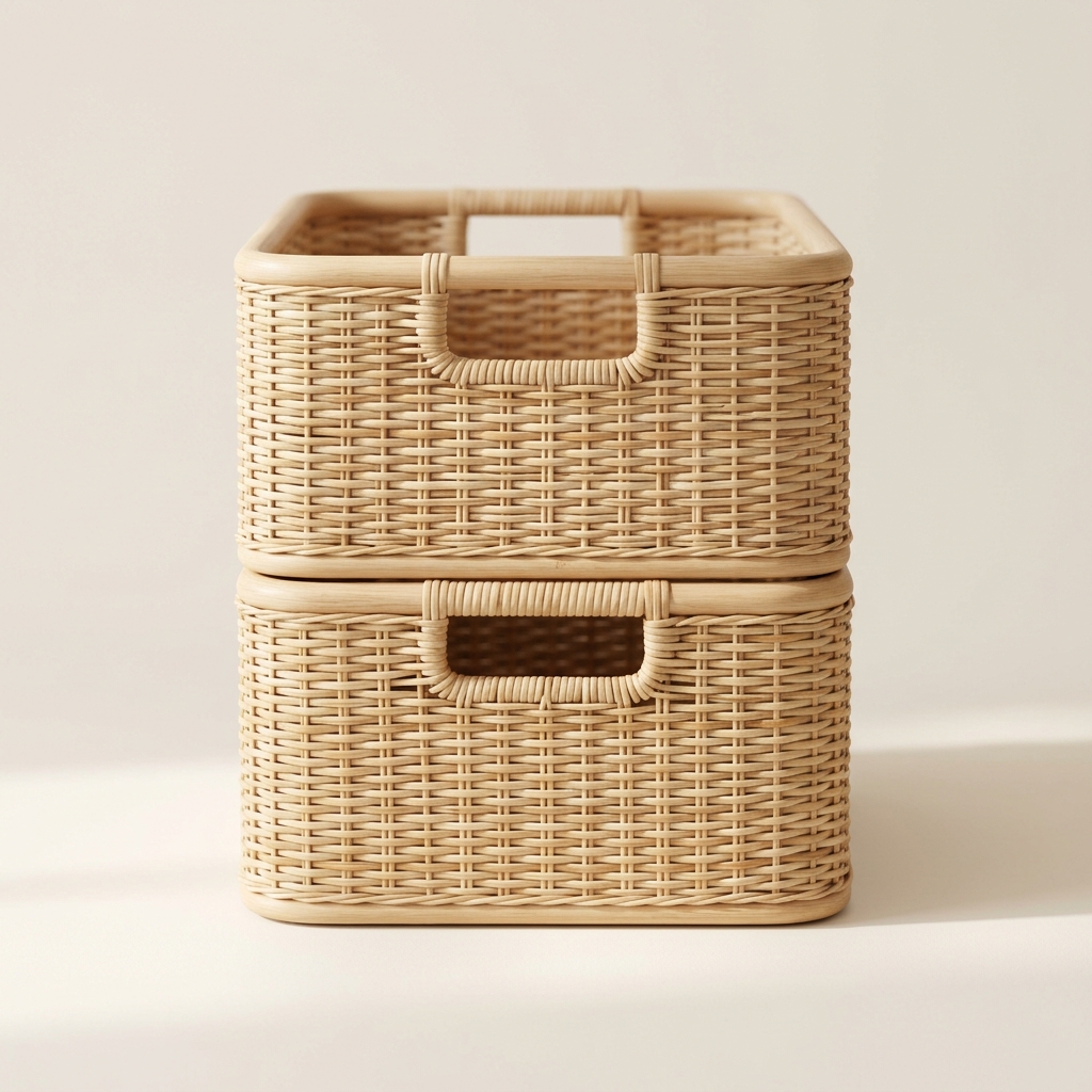 Rattan Stacking Bins, Set of 2